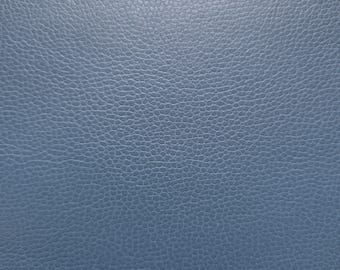 Blue Lagoon Upholstery Vinyl Fabric, 54" Wide, Soft Deep Muted Blue Faux Leather with Gray Woven Backing by the Yard