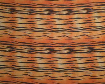 Orange Tiger Print Chiffon Fabric, 58" Wide, Semi Sheer Animal Print Chiffon by the Yard