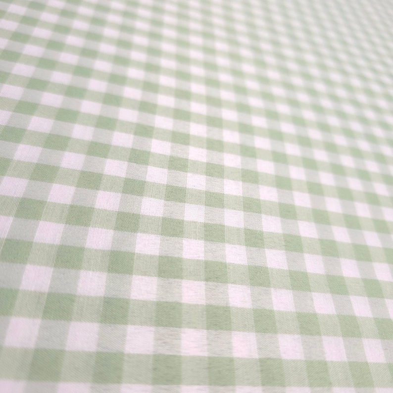 Sage Green Gingham Poly Cotton Fabric - 1/4 Inch Green and White Checkered Material 58" By The Yard - Soft & Durable Apparel Fabric zdjęcie 7