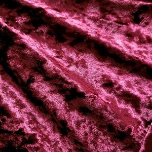 Christmas Burgundy Wine Crushed Stretch Velvet Fabric 56&quot; By The Yard Dark Red Marbled Texture Velour - High Sheen Panne Velvet