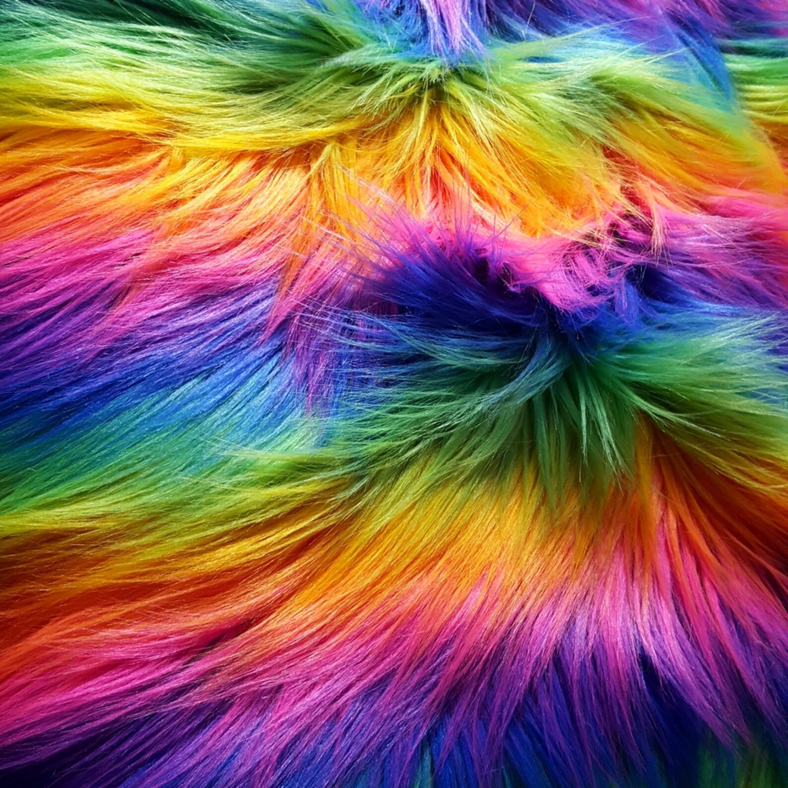 Shaggy Rainbow Stripe Faux Fur Fabric By The Yard Can Be Used For Costumes-Clothing-Accessories-Rugs [Neon Rainbow] main image 1