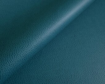 Matte Teal Green Vibrant Leatherette Fabric, 54" Wide, Eggshell Finish Faux Leather with Black Backing by the Yard