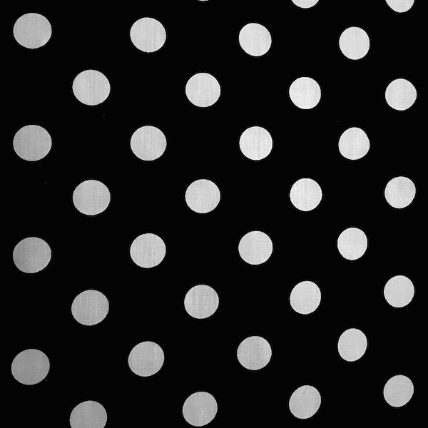 Polka Dot Black White Print Poly Cotton Fabric 58" By The Yard Black White Big Dot