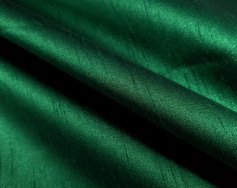 Dupioni Faux Silk Hunter Green Fabric 58" By The Yard | Rich Forest Green Two Tone for Christmas Decor, Gowns, Drapes, and Wizard Robes