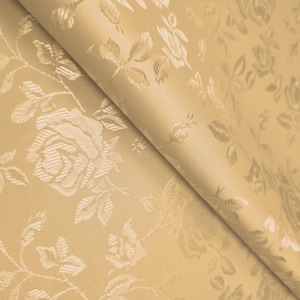 Gold Empress Rose Brocade Fabric By The Yard | Reversible Jacquard for Bridal Gown | Luxury Upholstery, Drapes, Corset | 58&quot; Wide