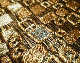 Bronze Gold Geometric Embroidered Brocade Fabric 54" By The Yard Metallic fabric