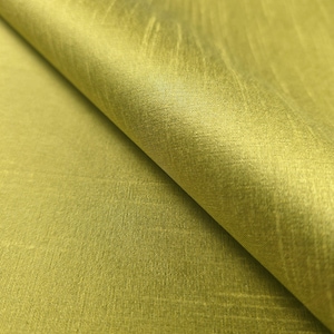Dupioni Faux Silk Celery Chartreuse Green Fabric 58&quot; By The Yard | Earthy Olive Two Tone for Designer Upholstery, Drapes, Pillows & Apparel