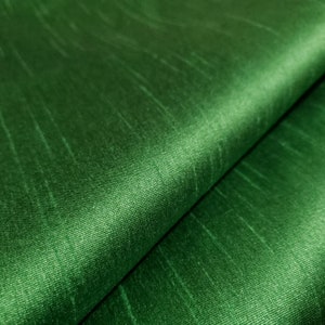 EMERALD GREEN Black Dupioni Faux Silk Fabric 58" By The Yard Shot Black Shot Two Tone