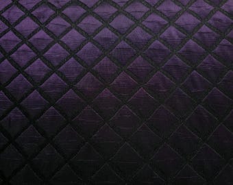 Royal Purple Plum Quilted Taffeta Brocade Fabric / 52" Wide / 1" Diamond / By The Yard
