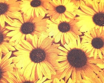 Golden Sunflower Fabric | 58&quot; Poly-Cotton Blend by the Yard | Farmhouse Print
