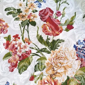 Classic Victorian Floral Damask Poly Cotton Print Fabric 58" By The Yard Victorian Peone Vines image 6
