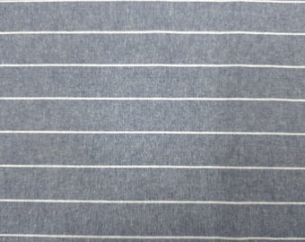 Deep Navy Blue White Pin Stripe Cotton Chambray Fabric / 56" / Shorter Shirting Stripe / By Yard
