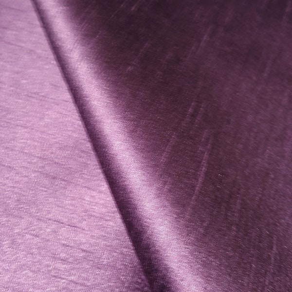 Dupioni Faux Silk Dusty Purple Fabric 58" By The Yard Two Tone Black Stot Shabby Chic Antique Plum