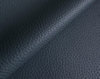 Charcoal Blue Pebble Grain Faux Leather Fabric, 54" Wide, Satin Glow Leatherette with Soft Felt Backing by the Yard