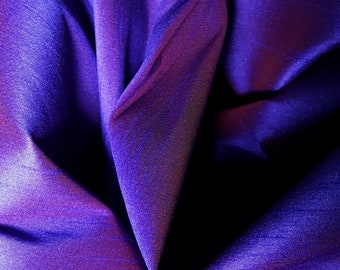 Dupioni Faux Silk Indigo Orchid Purple Fabric 58" By The Yard | Electric Blue & Red Two Tone for Royal Costumes, Evening Gowns, and Drapes