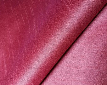 Dupioni Faux Silk Pink Salmon Coral Fabric 58&quot; By The Yard | Lustrous Warm Coral for Summer Weddings, Bridesmaid Dresses, Gowns & Parties