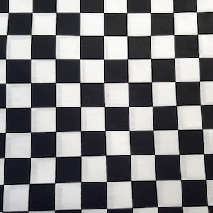 Black and White Checkered Fabric - Poly Cotton, 58" Wide