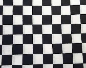 Black and White Checkered Fabric - Poly Cotton, 58" Wide