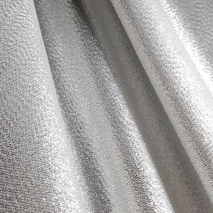 Silver White Crystal Shimmer Lame Fabric by the Yard, 58" Wide Costume Material, Very Lightweight Solid Metallic for Evening Wear