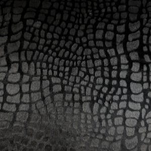 MODER DECOR Black Crocodile Upholstery Velvet Fabric - 58&quot; By The Yard Semi Gloss Overlay