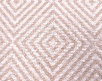 Tessuto d'arredamento geometrico beige tagliato su misura / Jacquard di cotone intrecciato con motivo a rombi / Materiale pesante per divano, sedia, cuscini