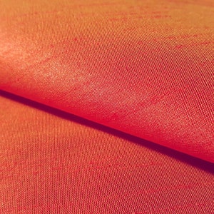 Dupioni Faux Silk Tangerine Orange Fabric 58" By The Yard | Fiery Red & Yellow Two Tone for Indian Sari, Fall Decor, Gowns, and Costumes