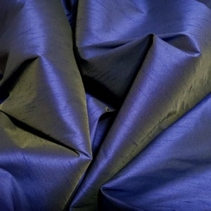 Royal Blue Yellow Two Tone Dupioni Faux Silk Fabric 58" By The Yard Bridal Dress Fabric Shot