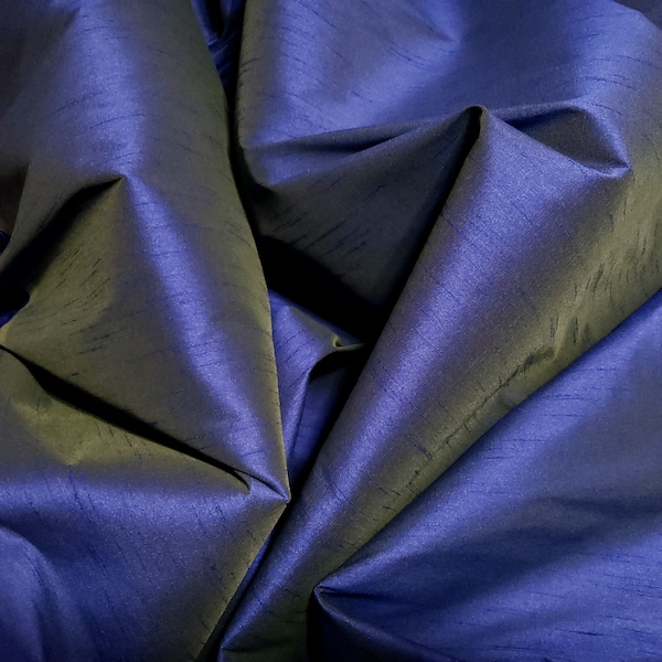 Royal Blue Yellow Two Tone Dupioni Faux Silk Fabric 58" By The Yard Bridal Dress Fabric Shot