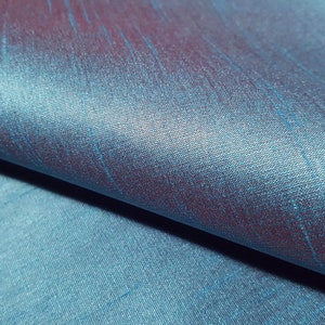 Dupioni Faux Silk Turquoise Red Fabric 58&quot; By The Yard Two Tone Red Shot Blue Fabric