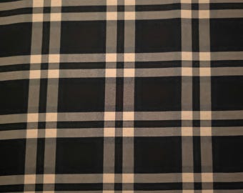 Brown Beige Tartan Plaid Poplin Fabric / 58" Wide / Double Sided Plaid / Wrinkle Resistant
