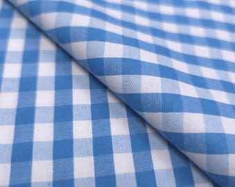 Turquoise Gingham Fabric By The Yard | 1/4" Small Check Poly Cotton | Aqua Blue for Sewing Quilting Apparel Dress | Retro Kitchen | 58" W