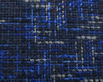 Heavy Blue Tweed Upholstery Fabric, Boucle Style Textile 56" Wide By The Yard for Revamping Sofas, Chairs, Cushions, DIY Decor