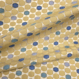Multi Color Yellow Gold Blue Tile Brocade Fabric 54" By The Yard, Geometric Hexagon Honeycomb Upholstery Material for Chairs & Decor Bild 6
