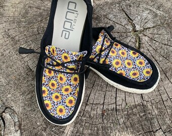 Custom Hey Dudes Leopard Sunflower 