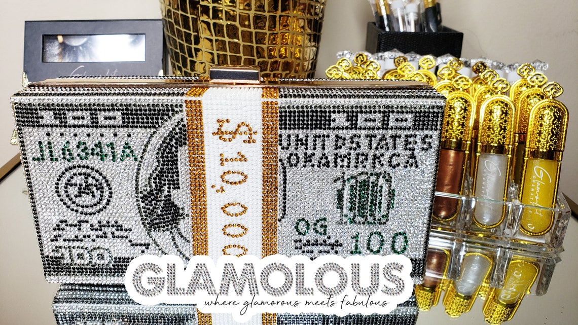 Crystal Rhinestone Money 10 Thousand Dollar Handbag Purse with Etsy