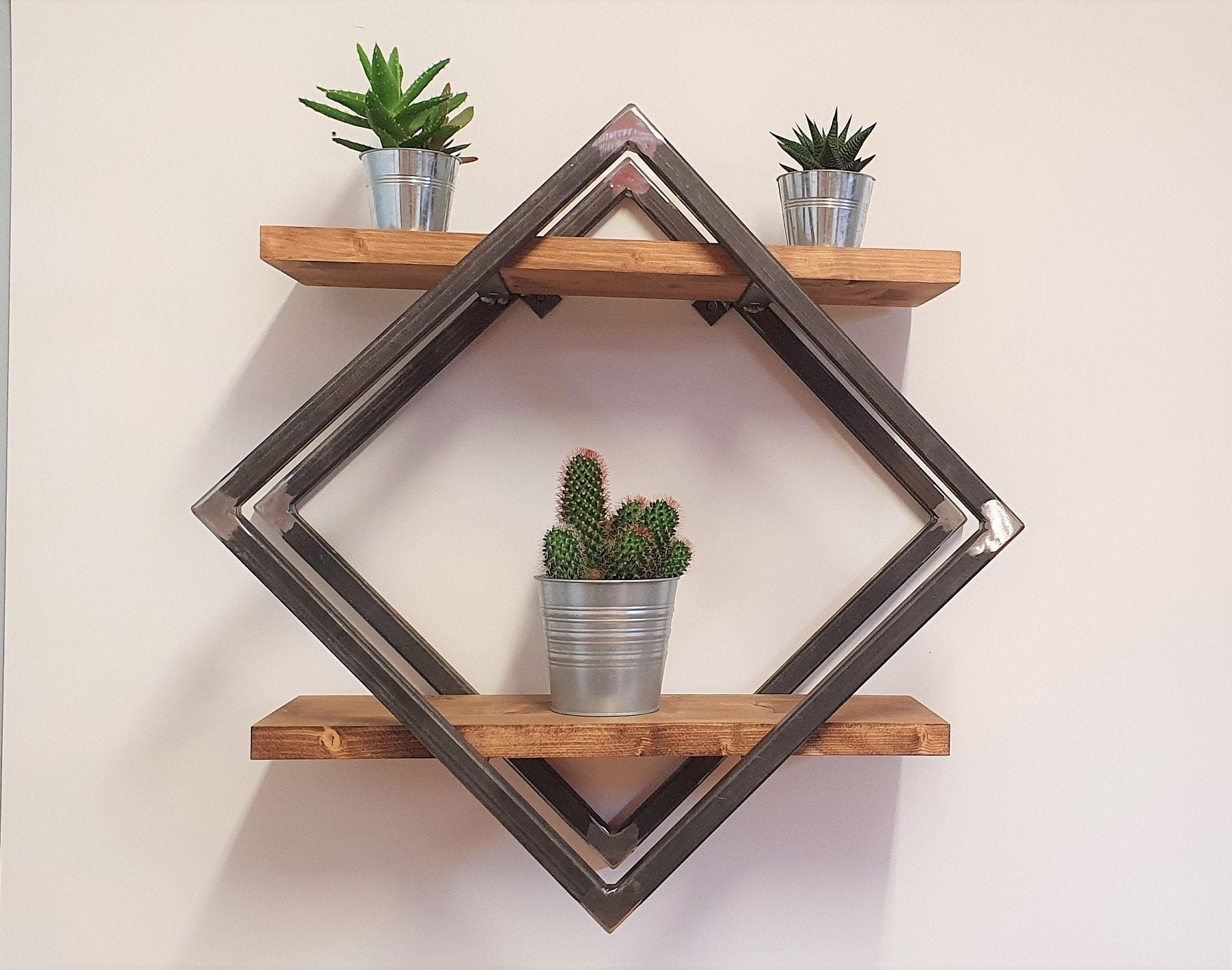 Industrial Geometric Shelf — Steelwood Craft Handmade Furniture UK