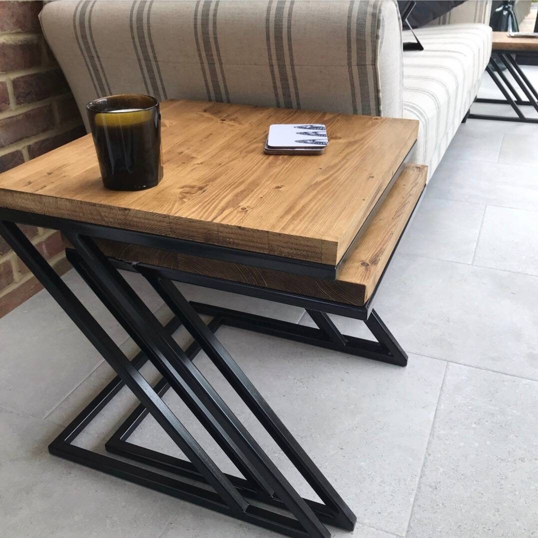 Nest of Tables Wood and Metal Nesting Tables UK Etsy