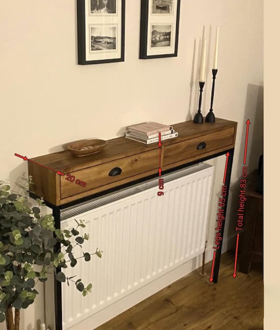 console table over radiator with leg clearance