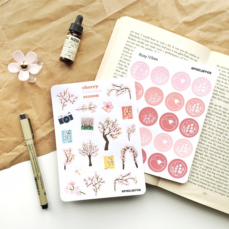 rose circle stickers bullet journal sticker sheets planner