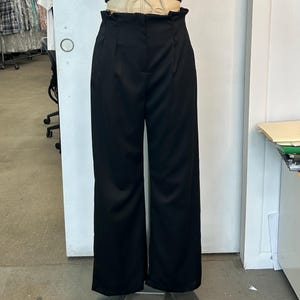 High Waisted Pleated Women&#39;s Pants- Paperbag Waist straight leg pleated long trouser- straight leg women pants straight leg fit