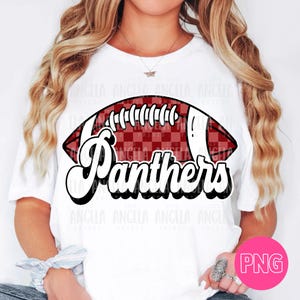 PNG Panthers Maroon Football Checkered School Team Spirit Mascot Teacher Game Day Homecoming Cheer Groovy Retro for Sublimation DTF Shirt