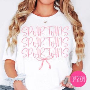PNG Spartans Stacked Bow Pink Coquette School Team Spirit Mascot Teacher Game Day Cheer Football Volleyball Basketball for Sublimation DTF