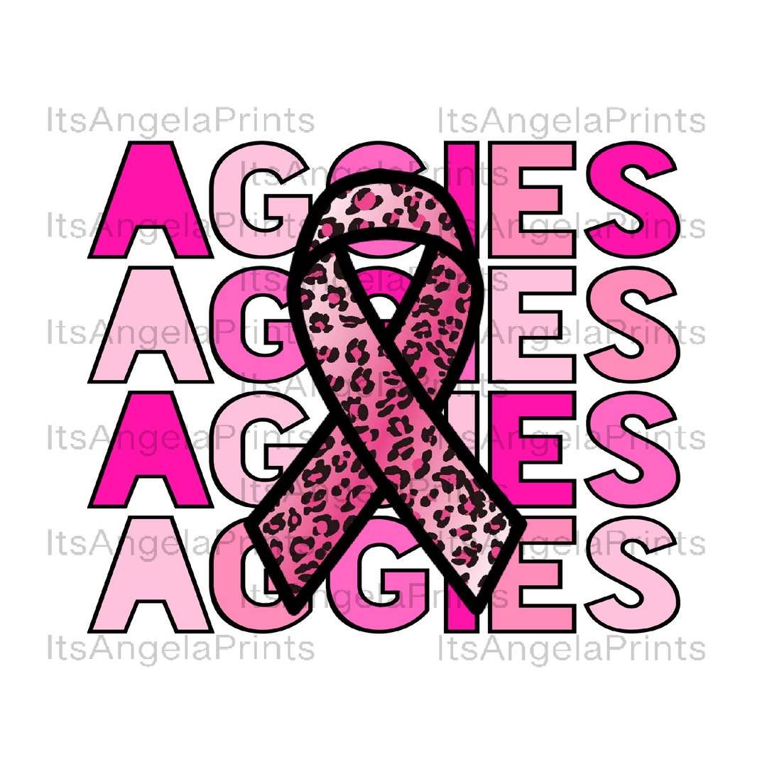 Aggies Stacked Breast Cancer Awareness Pink Leopard Ribbon PNG, Digital ...
