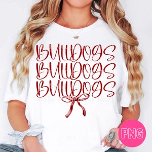 PNG Bulldogs Stacked Bow Maroon Coquette School Team Spirit Mascot Teacher Game Day Cheer Football Volleyball Basketball for Sublimation DTF