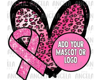 PNG Custom School Spirit Pink Out Breast Cancer Awareness Cure Mascotte Ontwerp Lint Hart Voetbal Volleybal Juichen Leraar Sublimatie DTF