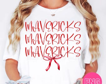 PNG Mavericks Stacked Bow Red Coquette School Team Spirit Mascot Teacher Game Day Cheer Football Volleyball Basketball for Sublimation DTF