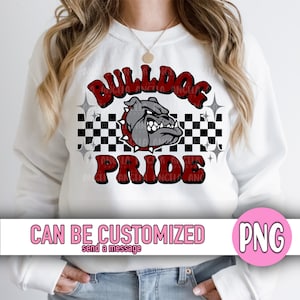 PNG Bulldog Pride Pink Groovy Checkered School Team Spirit