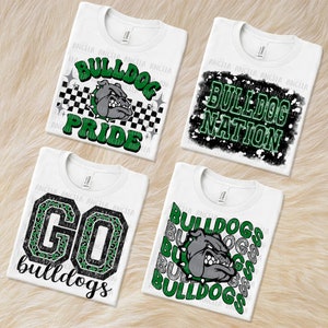 PNG Bundle Bulldogs Green 4 Designs School Spirit Team Game Day Football Volleyball Cheer Basketball Digital Download for Sublimation DTF