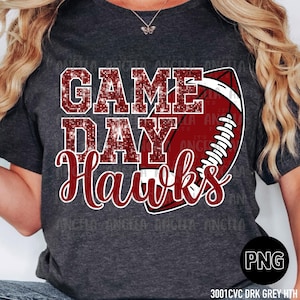 PNG Hawks Maroon Bling Sparkle Glitter Game Day School Team Spirit Mascot Teacher Game Day Football Cheer Design Sublimation DTF Shirt
