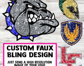 PNG Custom Faux Bling Sparkle Glitter Logo Mascotte School Teamgeest Leraar Speldag Voetbal Cheer Ontwerp voor Sublimatie DTF HTV-shirt